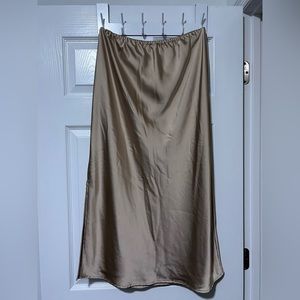 Old Navy Gold Midi Slip Skirt with Side Slit.